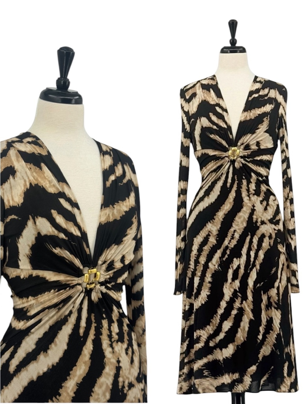 Roberto Cavalli Vintage Stretch Viscose Animal Print Dress - Picture 1 of 9
